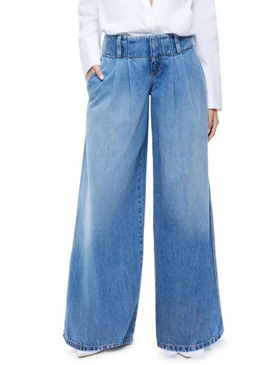 Alice + Olivia Denim - Alice + Olivia Women's Anders Pleated Wide Leg Jeans in Georgia Blue Size 25